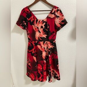 Eva Mendes Chic Floral Dress in Red and Black